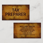 Tax Preparer Antiek Visitekaartje (Voorkant / Achterkant)