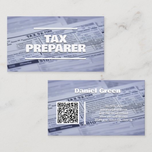 Tax Preparer Custom QR Visitekaartje (Voorkant / Achterkant)