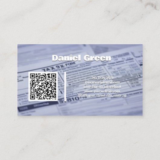 Tax Preparer Custom QR Visitekaartje (Achterkant)