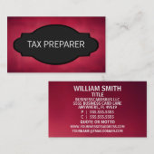 Tax Preparer Elegant Naam Bord Visitekaartje (Voorkant / Achterkant)