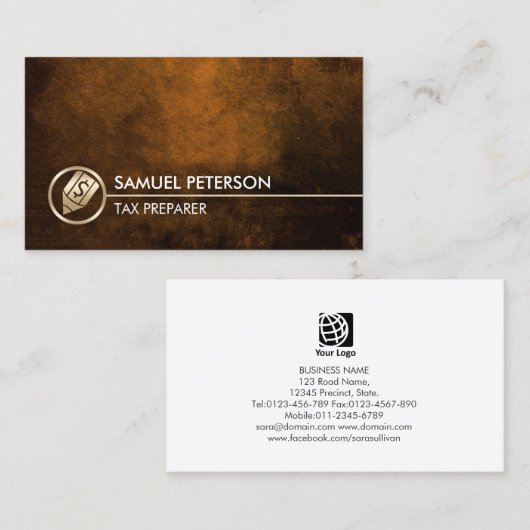 Tax Preparer Faux Gold Dollar Pen Icon Finance Visitekaartje (Voorkant / Achterkant)