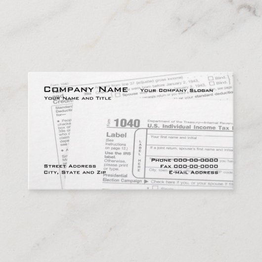 Tax Preparer Federal Tax Form Visitekaartje (Voorkant)