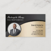 Tax Preparer Financieel Adviseur Zwart & Goud Foto Visitekaartje (Voorkant)