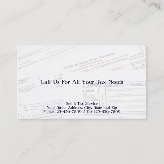 Tax Preparer Visitekaartje (Achterkant)