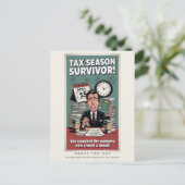Tax Season Survivor Retro Humor Briefkaart (Staand voorkant)