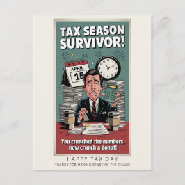 Tax Season Survivor Retro Humor Briefkaart
