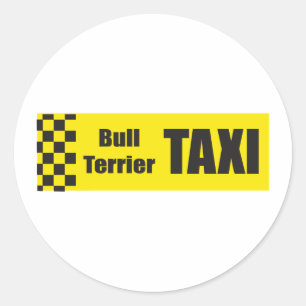 Taxi Bull Terrier Ronde Sticker