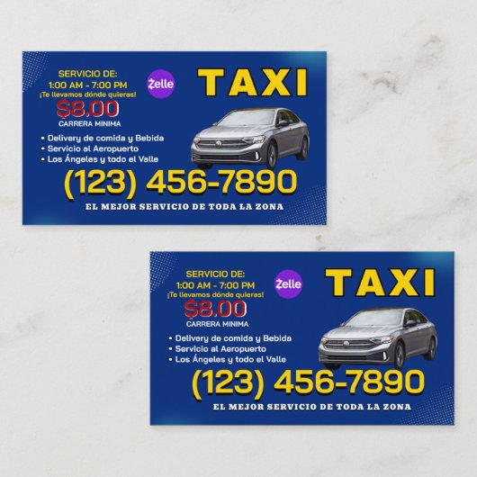 TAXI BUSINESS CARD VISITEKAARTJE (Voorkant / Achterkant)