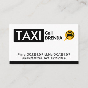 Taxi Cab Auto Zwarte Tab Visitekaartje