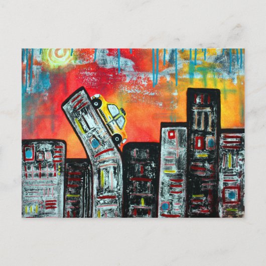 Taxi Cab City Art Briefkaart (Voorkant)