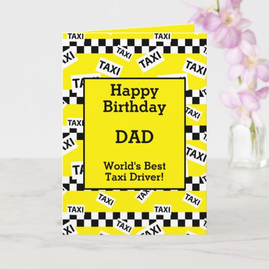 Taxi Cab Driver Checkered Birthday Card Kaart (Orchidee)