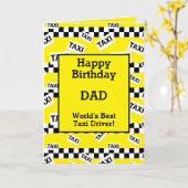 Taxi Cab Driver Checkered Birthday Card Kaart (Gele Bloem)