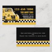Taxi cab grappig  geel zwart visitekaartje (Voorkant / Achterkant)