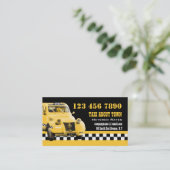 Taxi cab grappig  geel zwart visitekaartje (Staand voorkant)