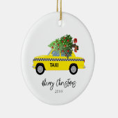 Taxi Cab Merry Kerstboom Jaar Keepasoname Orname Keramisch Ornament (Rechts)