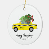 Taxi Cab Merry Kerstboom Jaar Keepasoname Orname Keramisch Ornament (Links)