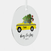 Taxi Cab Merry Kerstboom Jaar Keepomwille Metalen Ornament (Voorkant Rechts)