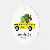 Taxi Cab Merry Kerstboom Jaar Keepomwille Metalen Ornament (Voorkant links)