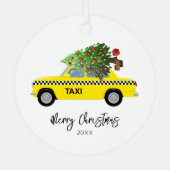 Taxi Cab Merry Kerstboom Jaar Keepomwille Metalen Ornament (Achterkant)