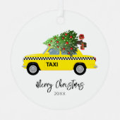 Taxi Cab Merry Kerstboom Jaar Keepomwille Metalen Ornament (Voorkant)