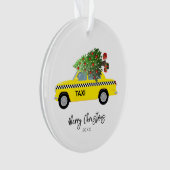 Taxi Cab Merry Kerstboom Jaar Keepomwille Ornament (voorkant)