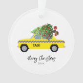 Taxi Cab Merry Kerstboom Jaar Keepomwille Ornament (voorkant)