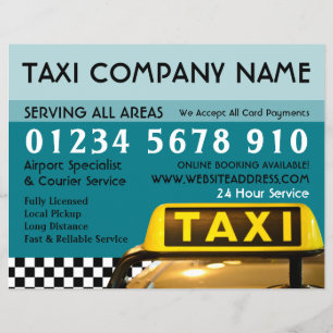 Taxi Cab-reclamebord met prijzenlijst Flyer