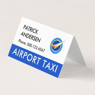 Taxi Cab Service Rijdt Op Het Vliegveld Visitekaartje