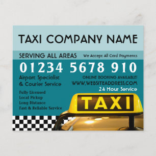 Taxi Cab Sign met prijslijst Adverteren Flyer