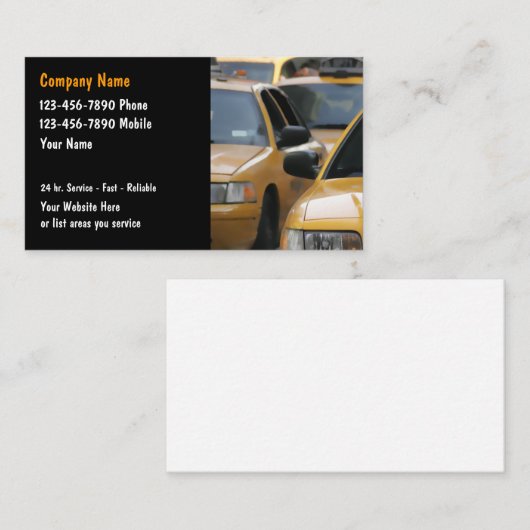 Taxi Cab Visitekaartjes (Voorkant / Achterkant)