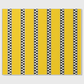 Taxi cab yellow black-checker-patroonpartij cadeaupapier (Vlak)