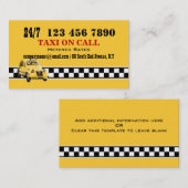 Taxi cabine geel zwart wit #5 visitekaartje (Voorkant / Achterkant)
