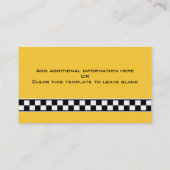 Taxi cabine geel zwart wit #5 visitekaartje (Achterkant)