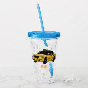 Taxi cartoon illustratie acryl drinkbeker