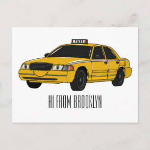 Taxi cartoon illustratie briefkaart