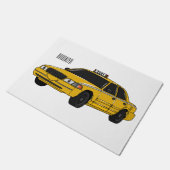 Taxi cartoon illustratie deurmat (Schuin)