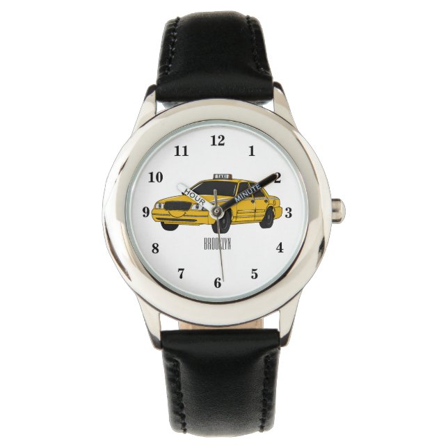 Taxi cartoon illustratie horloge (Voorkant)