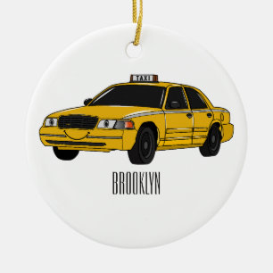 Taxi cartoon illustratie keramisch ornament