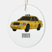 Taxi cartoon illustratie keramisch ornament (Links)