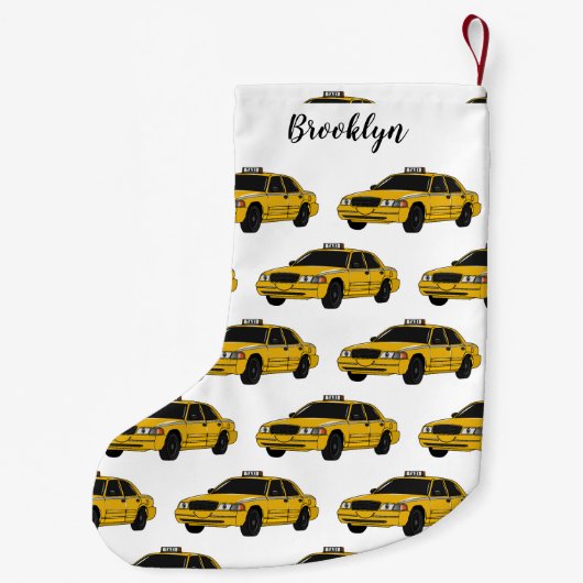 Taxi cartoon illustratie kleine kerstsok (Achterkant)