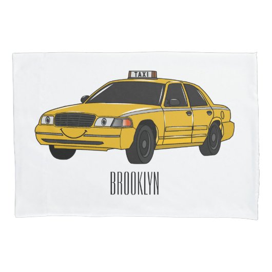 Taxi cartoon illustratie kussensloop (Voorkant)