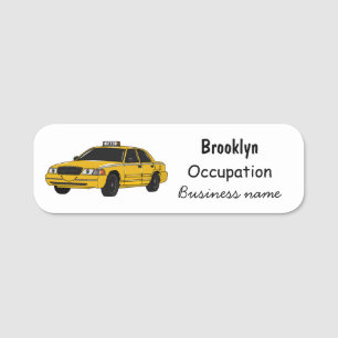 Taxi cartoon illustratie naamplaatje