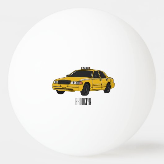 Taxi cartoon illustratie pingpongbal (Achterkant)