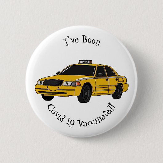 Taxi cartoon illustratie ronde button 5,7 cm (Voorkant)