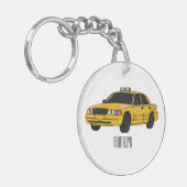 Taxi cartoon illustratie sleutelhanger (Voorkant Links)