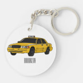 Taxi cartoon illustratie sleutelhanger (Achterkant)