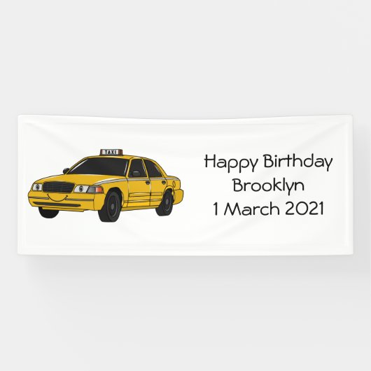Taxi cartoon illustratie spandoek (Horizontaal)