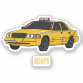 Taxi cartoon illustratie sticker (Voorkant)