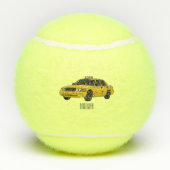 Taxi cartoon illustratie tennisballen (Achterkant)