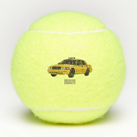 Taxi cartoon illustratie tennisballen (Voorkant)
